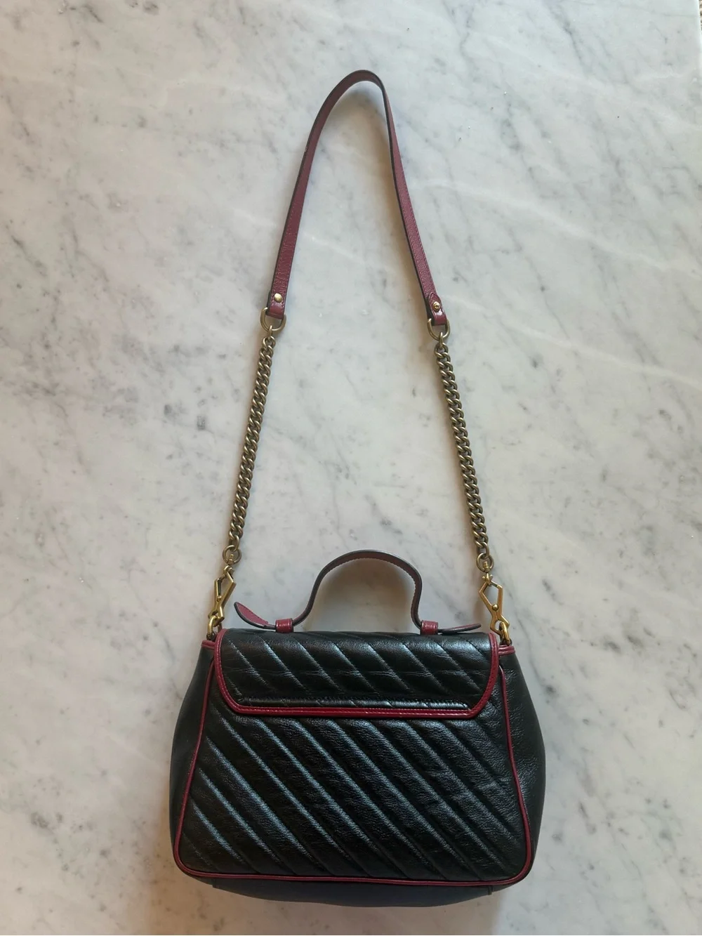 Used Gucci GG Marmont Red and Black Bag